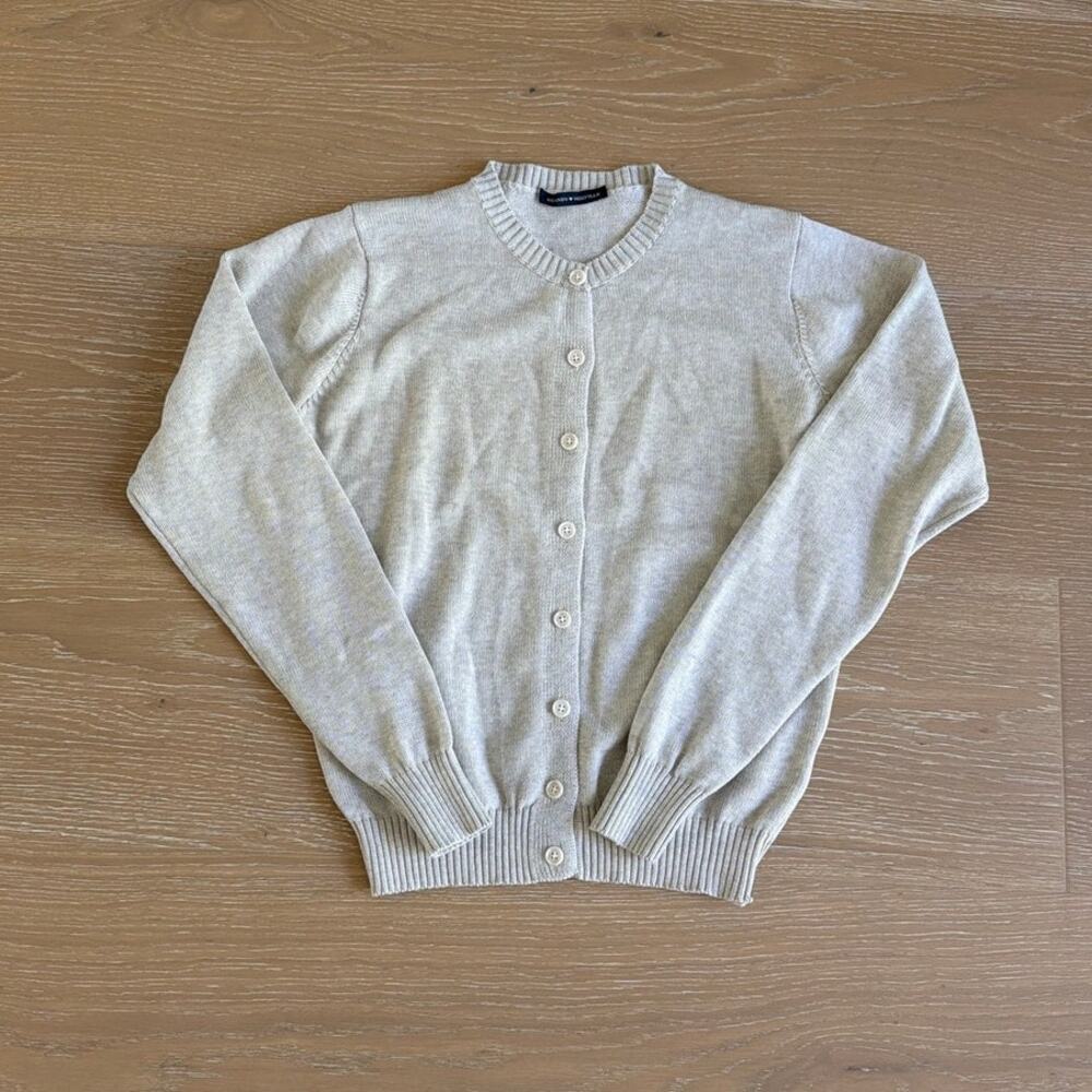 Brandy Melville Crew Cardigan Cotton One Size Oatmeal Beige